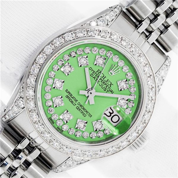 Rolex Ladies Stainless Steel Diamond Datejust Wristwatch with Rolex Box