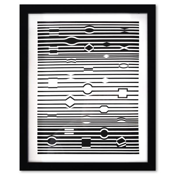 Victor Vasarely (1908-1997) "Markab De La Serie Ondulatoires" Print Mixed Media