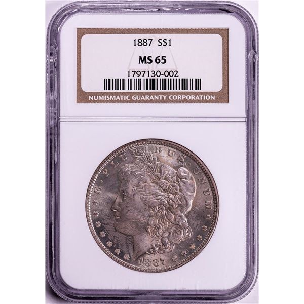 1887 $1 Morgan Silver Dollar Coin NGC MS65