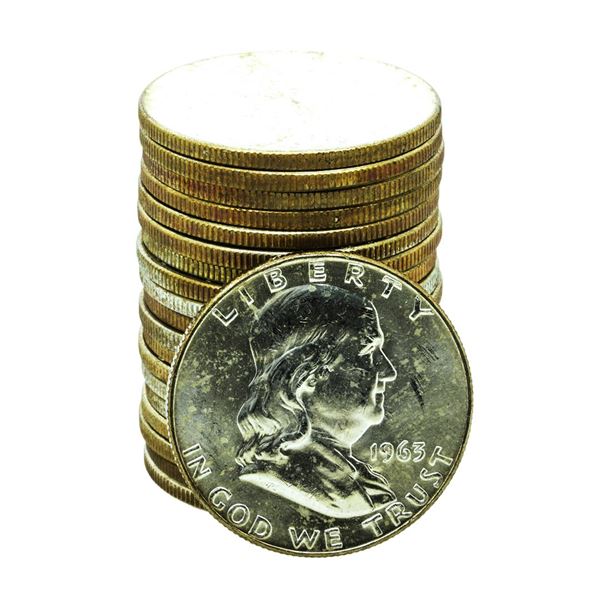 Roll of (20) Brilliant Uncirculated 1963-D Franklin Half Dollar Coins