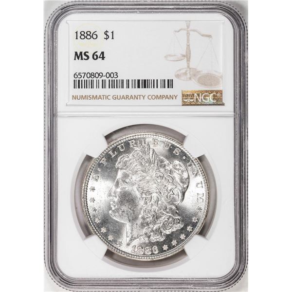 1886 $1 Morgan Silver Dollar Coin NGC MS64