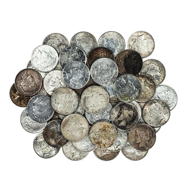 Lot of (50) $1 Peace Silver Dollar Coins Culls