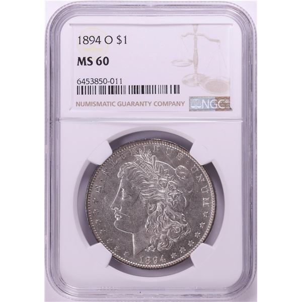 1894-O $1 Morgan Silver Dollar Coin NGC MS60