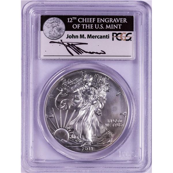 2011-S $1 American Silver Eagle Coin PCGS MS68 First Strike Mercanti Signature