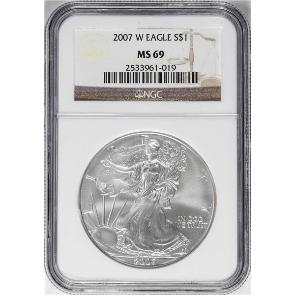 2007-W $1 Burnished American Silver Eagle Coin NGC MS69