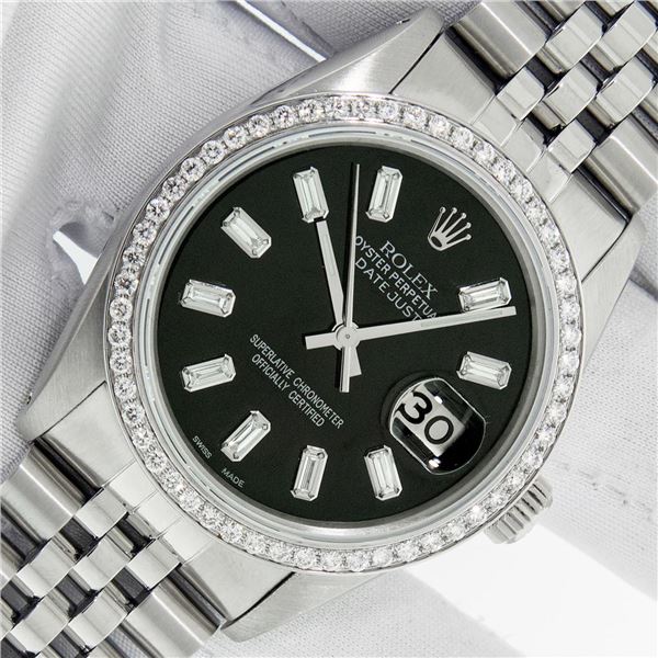Rolex Men's Stainless Steel Diamond Datejust Wristwatch