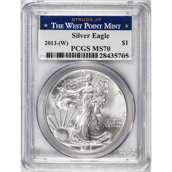 2013(W) $1 American Silver Eagle Coin PCGS MS70 West Point Mint