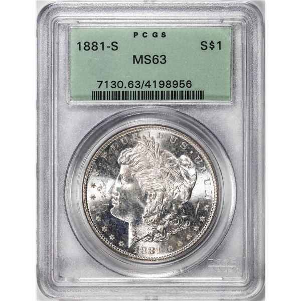 1881-S $1 Morgan Silver Dollar Coin PCGS MS63 Old Green Holder