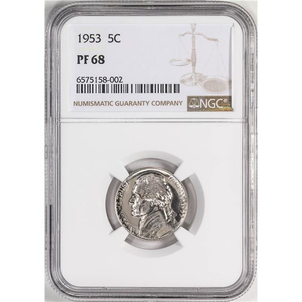 1953 Proof Jefferson Nickel Coin NGC PF68