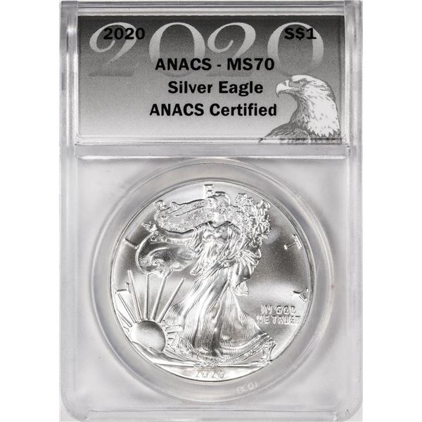 2020 $1 American Silver Eagle Coin ANACS MS70