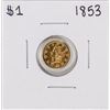 Image 1 : 1853 Type 1 $1 Liberty Head Gold Dollar Coin