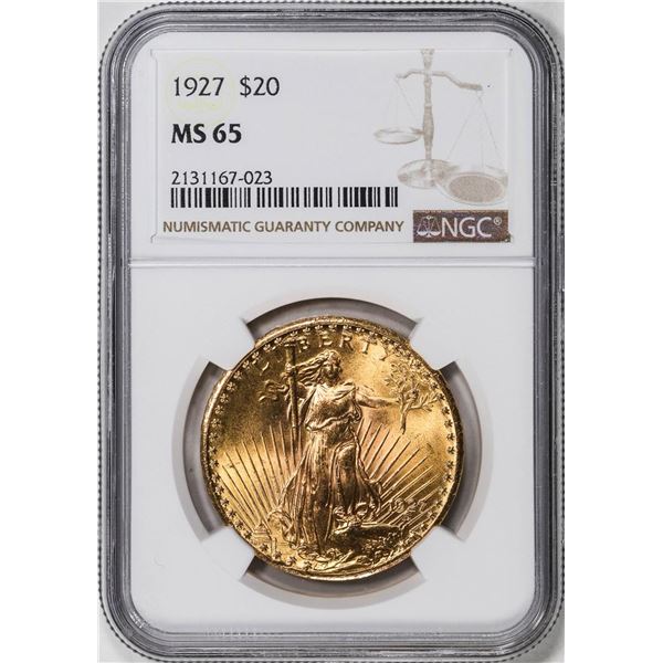 1927 $20 St. Gaudens Double Eagle Gold Coin NGC MS65