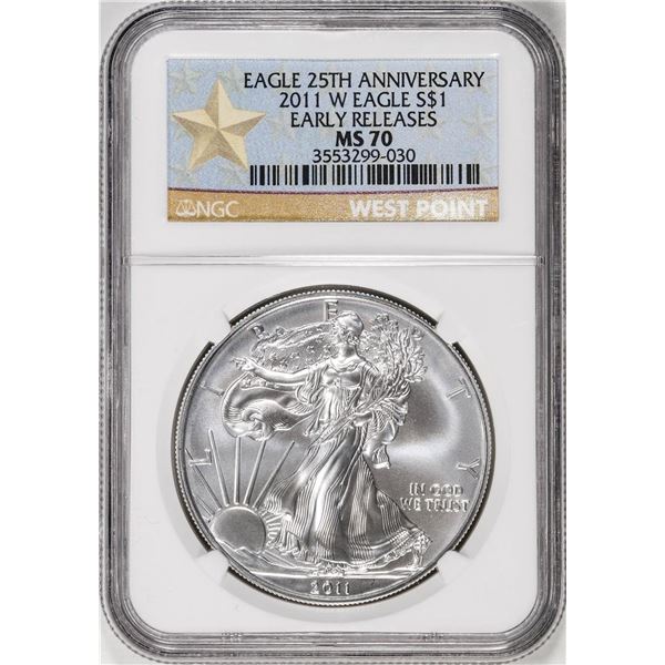 2011-W $1 Burnished American Silver Eagle Coin NGC MS70 Early Releases