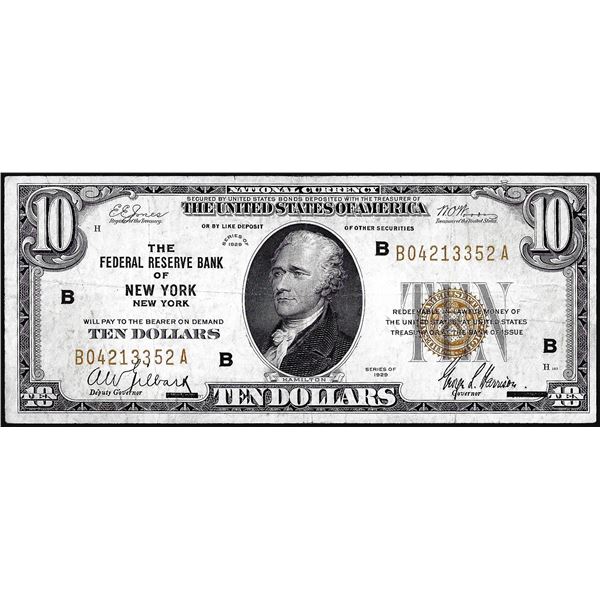 1929 $10 Federal Reserve Bank Note New York
