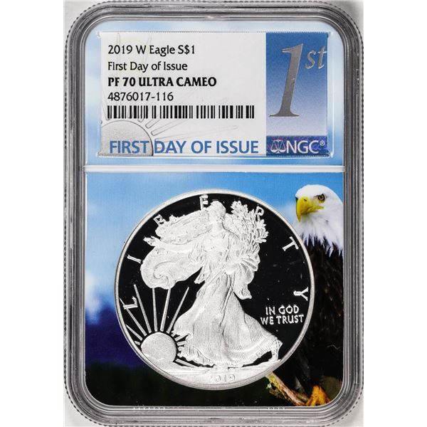 2019-W $1 Proof American Silver Eagle Coin NGC PF70 Ultra Cameo First Day of Issue