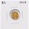 Image 1 : 1849 Type 1 $1 Liberty Head Gold Dollar Coin