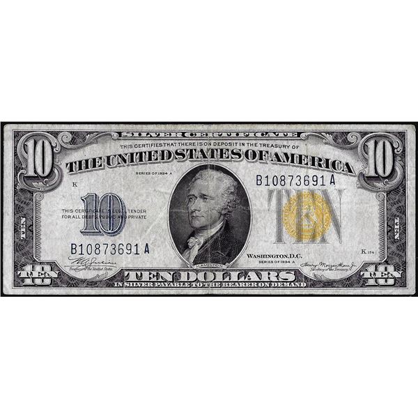 1934A $10 North Africa WWII Emergency Issue Silver Certificate Note
