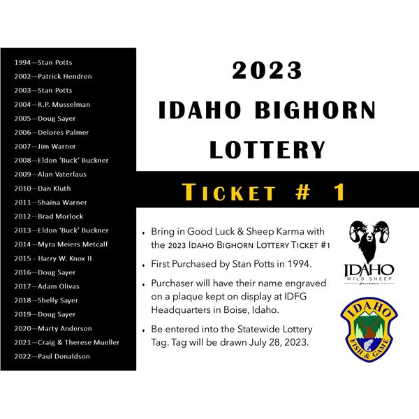 Idaho Bighorn Sheep Lottery Ticket #1