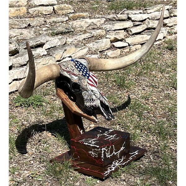 Carved Texas Longhorn Skull from Legacy by Nevada Grassie