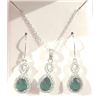 Image 3 : Emerald Green Necklace and Earrings set in Sterling Silver by Wilderness Mint