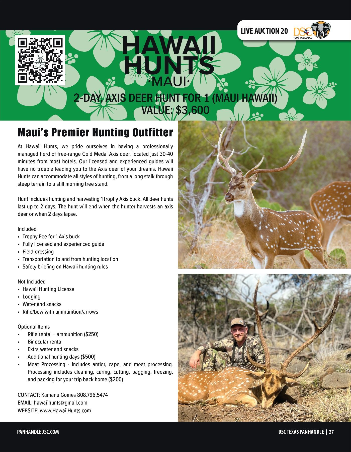 AXIS DEER HUNT FOR 1 (MAUI HAWAII) W/ HAWAII HUNTS