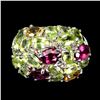 Image 1 : Natural Unheated Rhodolite Garnet Peridot Ring