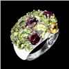 Image 2 : Natural Unheated Rhodolite Garnet Peridot Ring