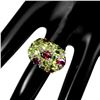 Image 3 : Natural Unheated Rhodolite Garnet Peridot Ring