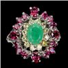 Image 1 : Natural Unheated Emerald Rhodolite Garnet Sapphire  Ring