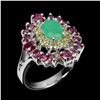 Image 2 : Natural Unheated Emerald Rhodolite Garnet Sapphire  Ring