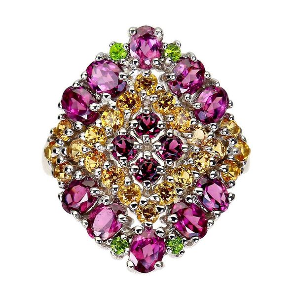 Natural  Rhodolite Garnet & Sapphire Ring