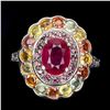 Image 1 : Natural  Ruby Rhodolite Garnet Sapphire Tanzanite Ring