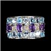 Image 1 : Natural Amethyst Sapphire Swiss Blue Topaz Ring