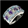 Image 2 : Natural Amethyst Sapphire Swiss Blue Topaz Ring