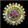 Image 1 : Natural Rhodolite Garnet Chrome Diopside Sapphire Ring