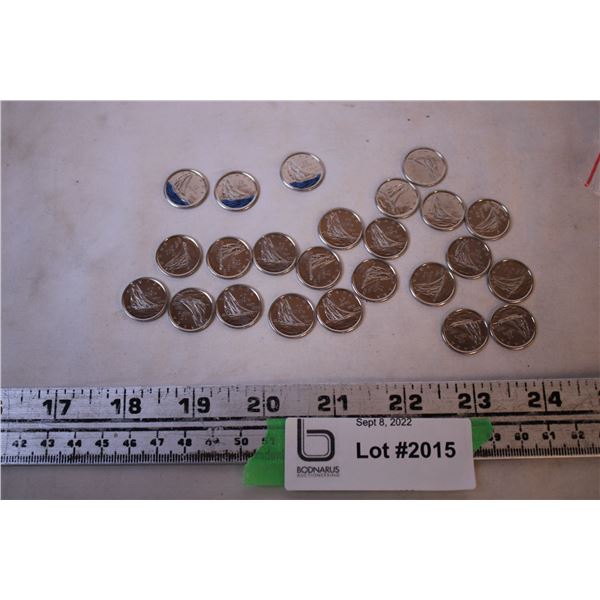 (24) 10 cent Bluenose Coins (3 w/ Colour)