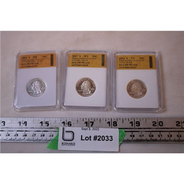 (3)Proof Washington Quarters (20040/2004/2007) (Not Magnetic)