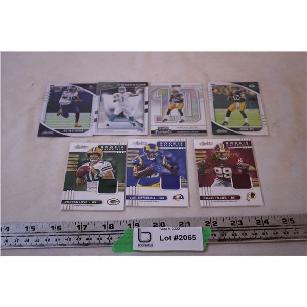 (7) NFL Trading Cards (3 rookie material jersey cards)