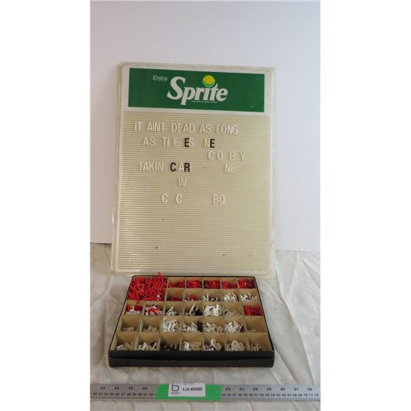 Sprite Ad Board with assorted Letters and numbers