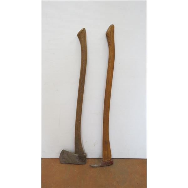 *Axe and Pick with wooden Handles