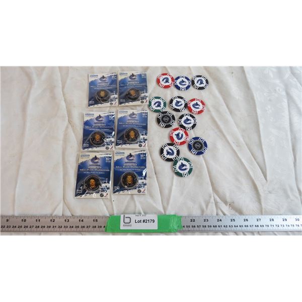 Vancouver Canucks Mini Puck Collection + Chips