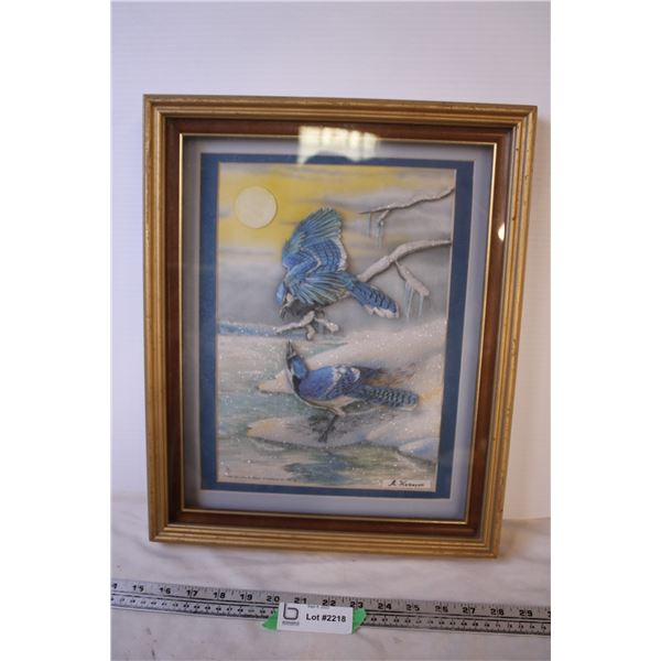 Framed 3D Blue Jay Picture (13.25x16.25)