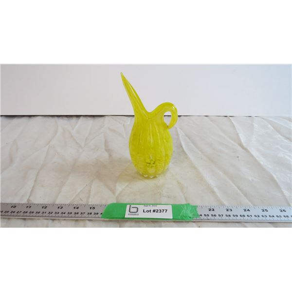 Yellow Blown Glass Pitcher Vase