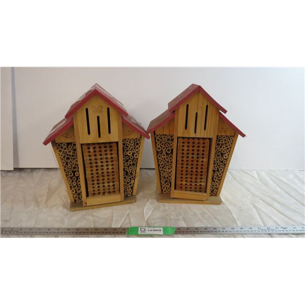 (2) Wooden Bambeco Butterfly and Bee homes