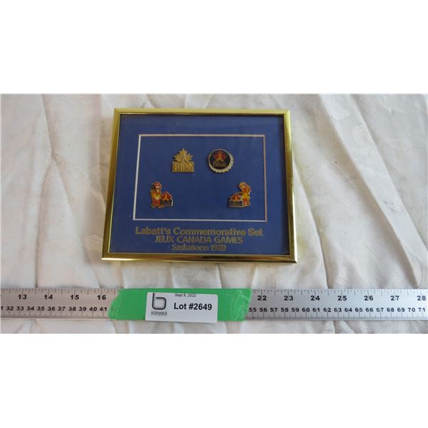 Labatt's 1989 Games pins in plaque