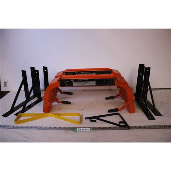 (2) Black & Decker Workhorse Adjustable Platform Brackets + (5) Shelf Brackets