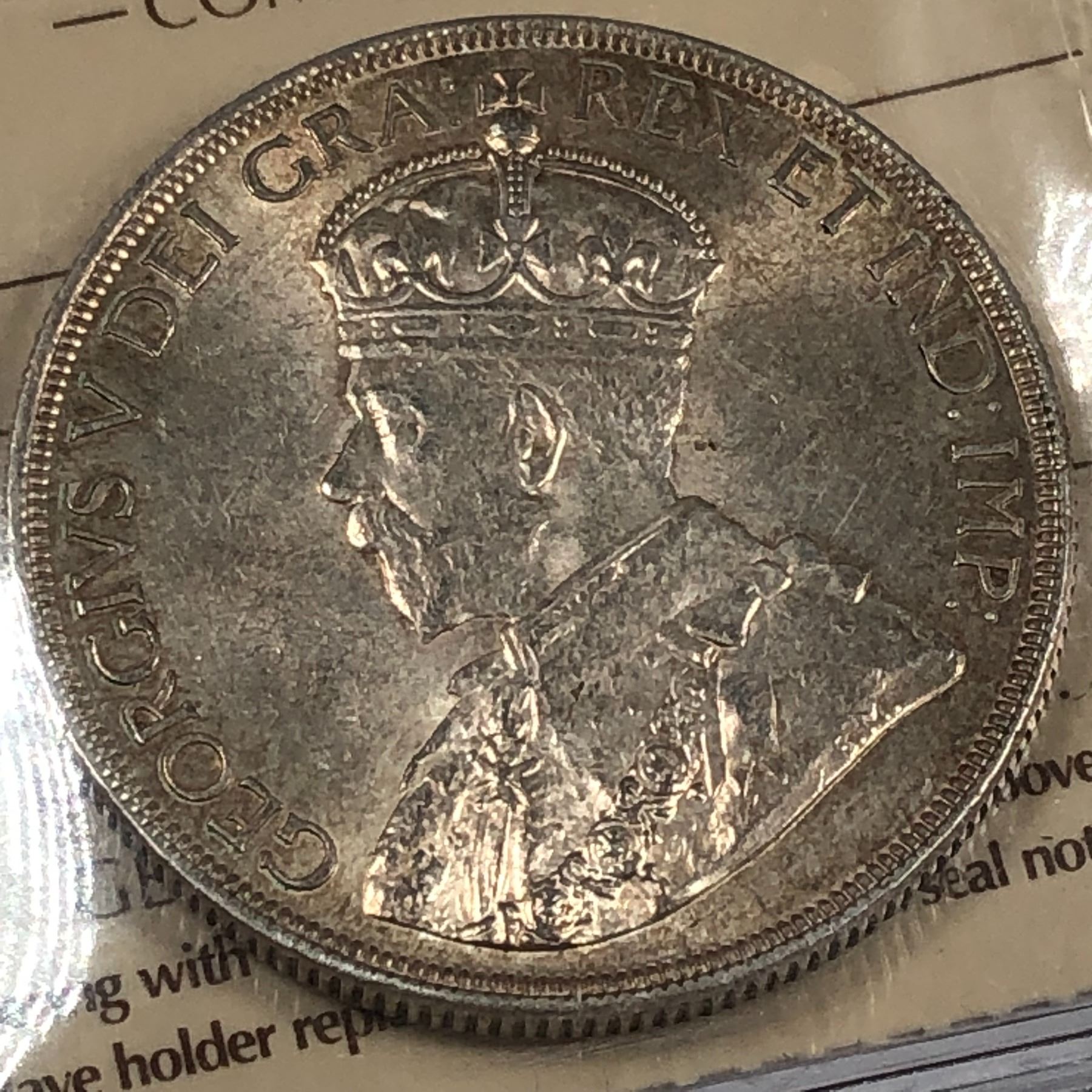 1936 King George V Canadian Silver Dollar ICCS-MS-63