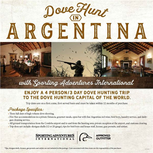 Argentine Dove Hunt for 4 with Sporting Adventures International