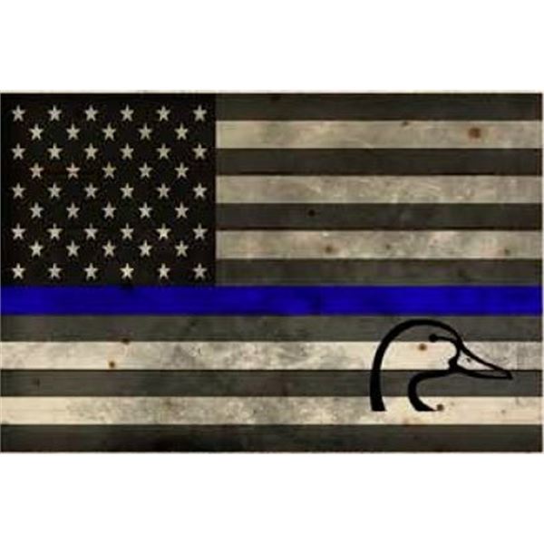 Thin Blue Line Wood Flag