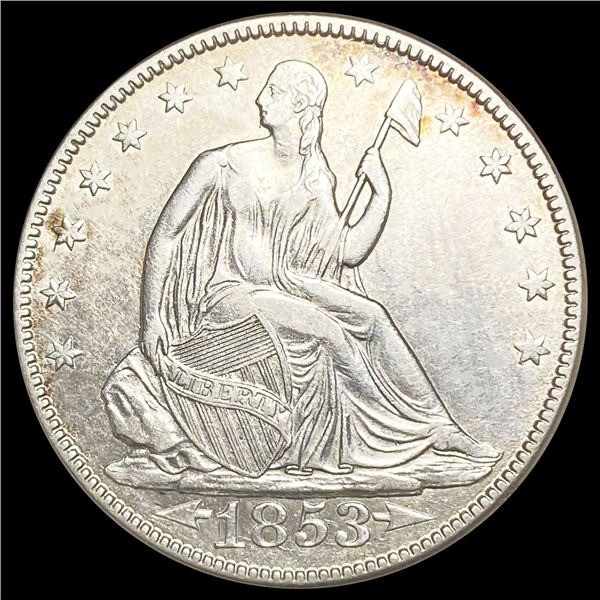 1853 Arws & Rays Seated Liberty Half Dollar UNC